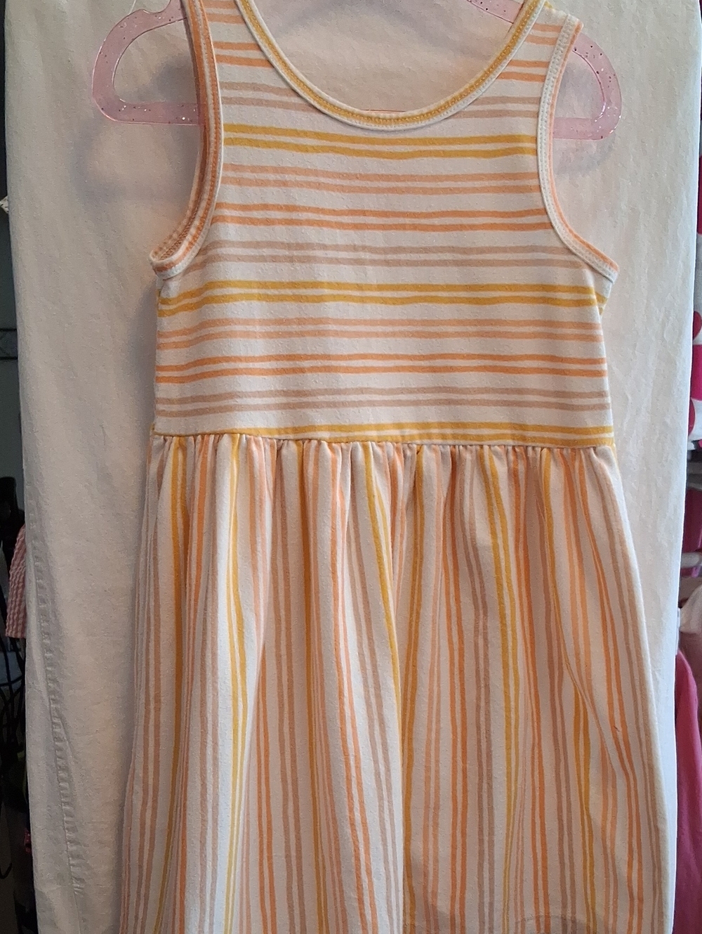 Kids Striped Tank Dress in Peach & Yellow